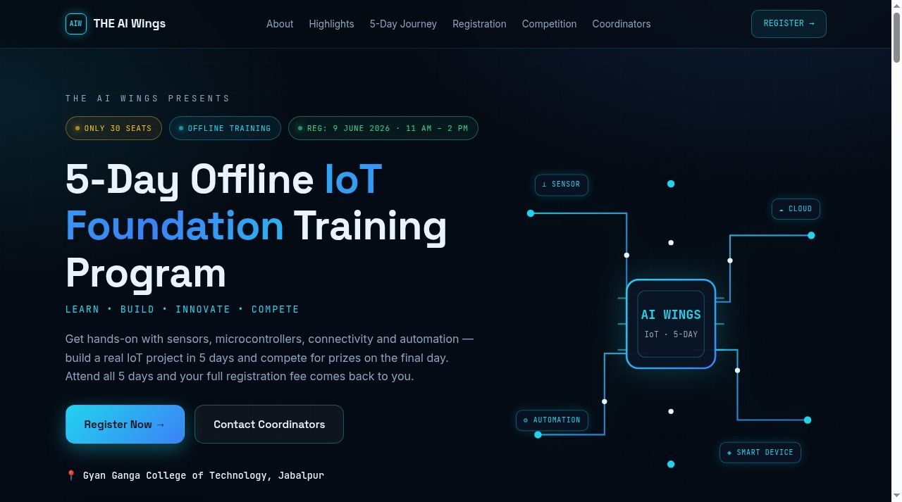 Actual IoT Foundation Workshop interface, captured October 1, 2026