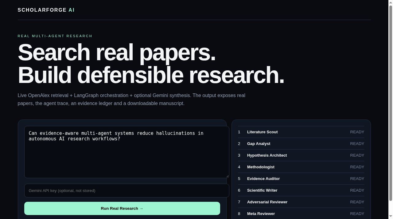 ScholarForge AI public interface