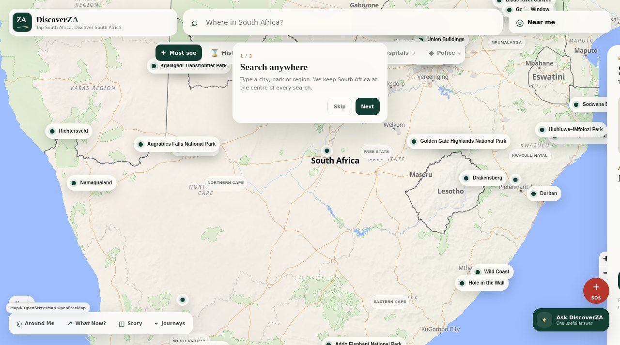 DiscoverZA - South Africa Tourism OS public interface
