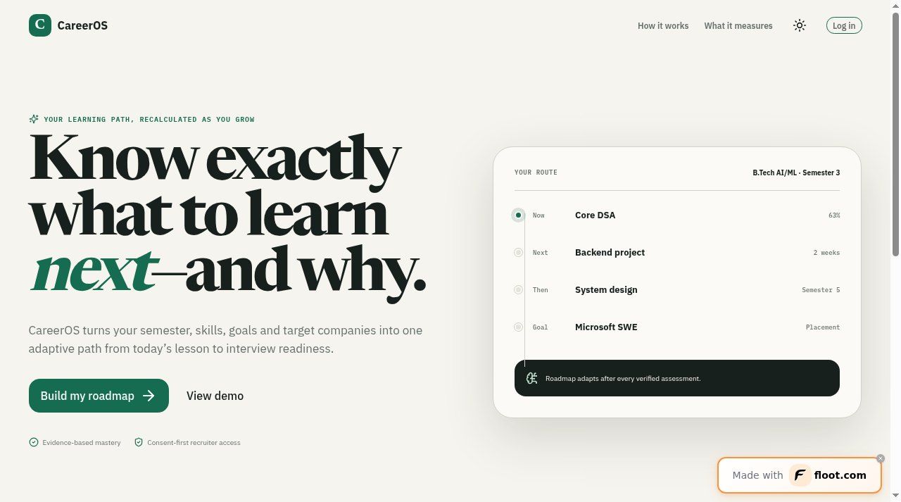 CareerOS AI / AI Learning & Career Readiness public interface